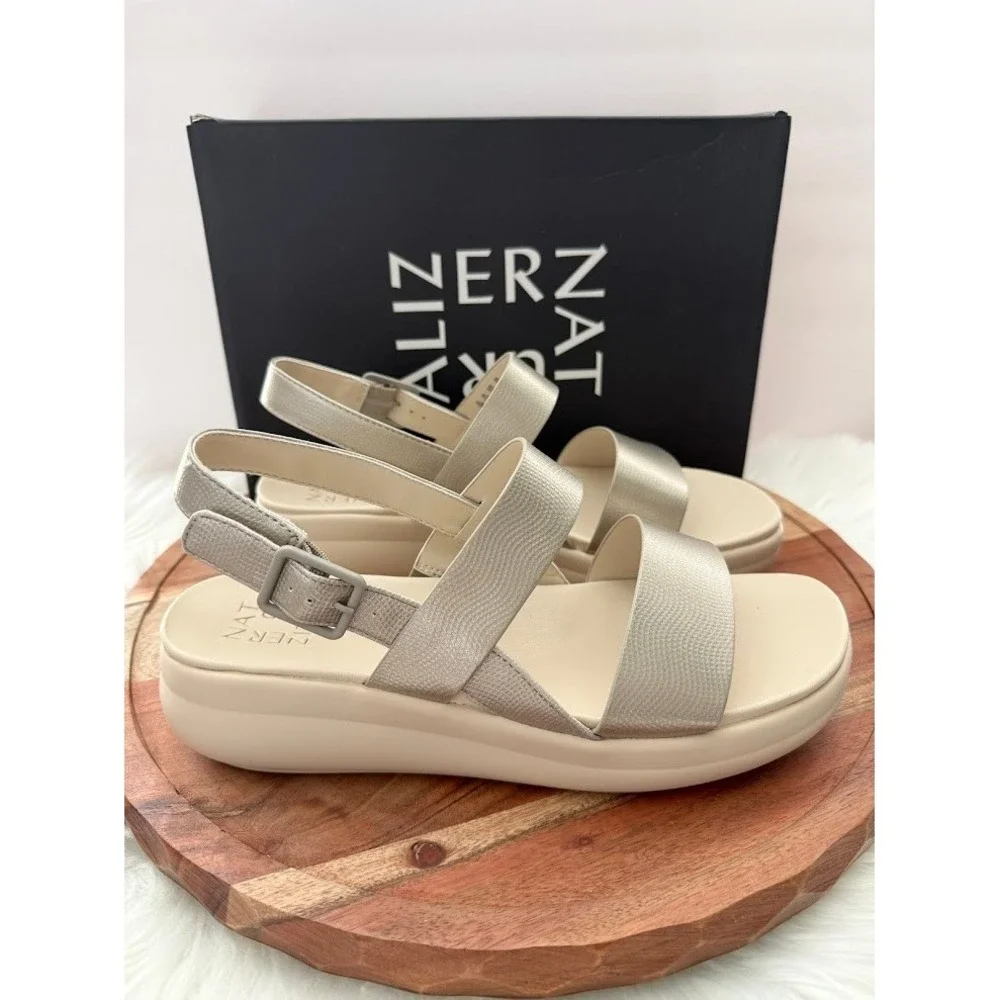 Naturalizer Coast Warm Silver Platform Sandals Womens 11M J0470S4020 New in Box